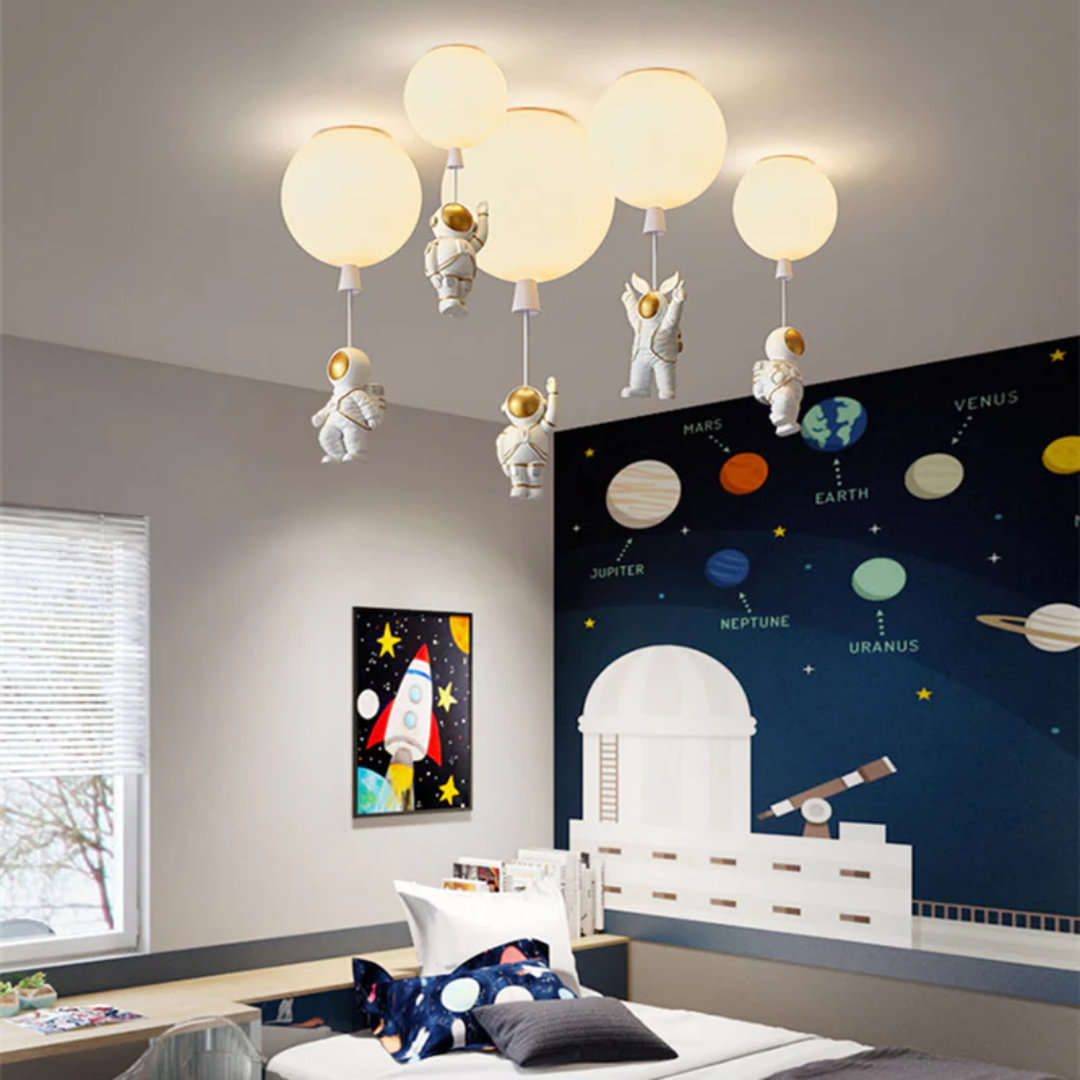 BowLift | Trendy Moon/Astronaut Kids Room LED Ceiling Lamp - CosmoGlow