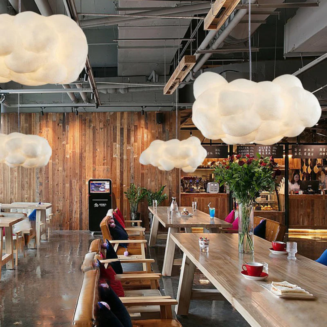Designer Cloud LED Pendant Lamp White PVC/Cotton - Nimbus | Bowlift