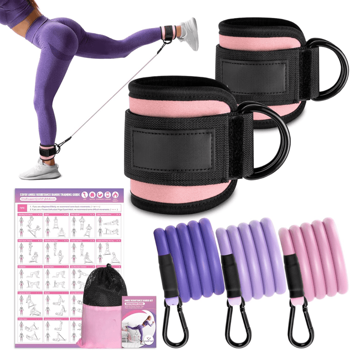 BowLift | resistance bands for buttocks & hips with ankle strap & training poster