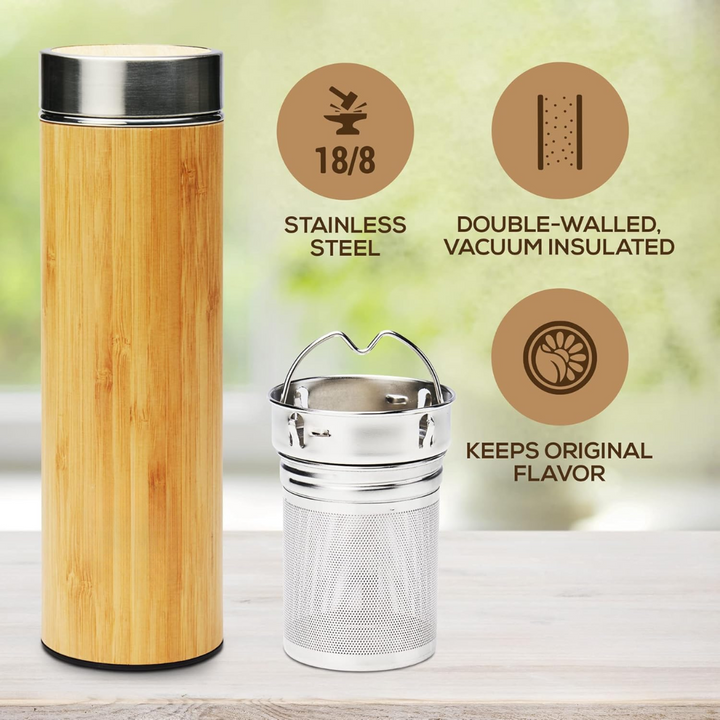 TeaFusion - Luxe Bamboe Thee Fles 500ml Bowlift