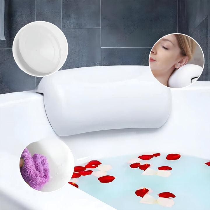 Bathtub pillow – Waterproof & Non-slip | Soft Memory Foam Head & Back Cushion with Suction Cups | Bowlift