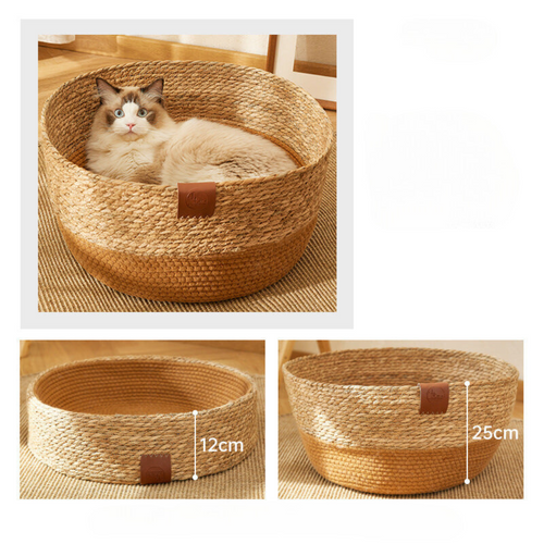 Hand-woven rattan cat scratching bed Bowlift