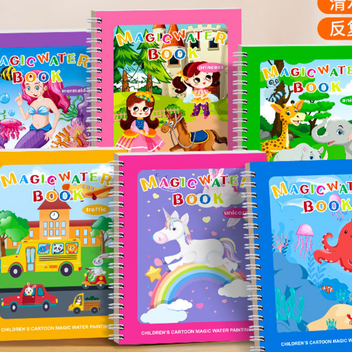 BowLift | Magic Self Erasing Water Painting Book Set with Water Brush (Set of 6)