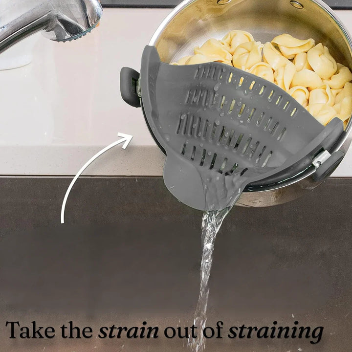 BowLift | Silicone sieve with clip – Heat-resistant draining container for food