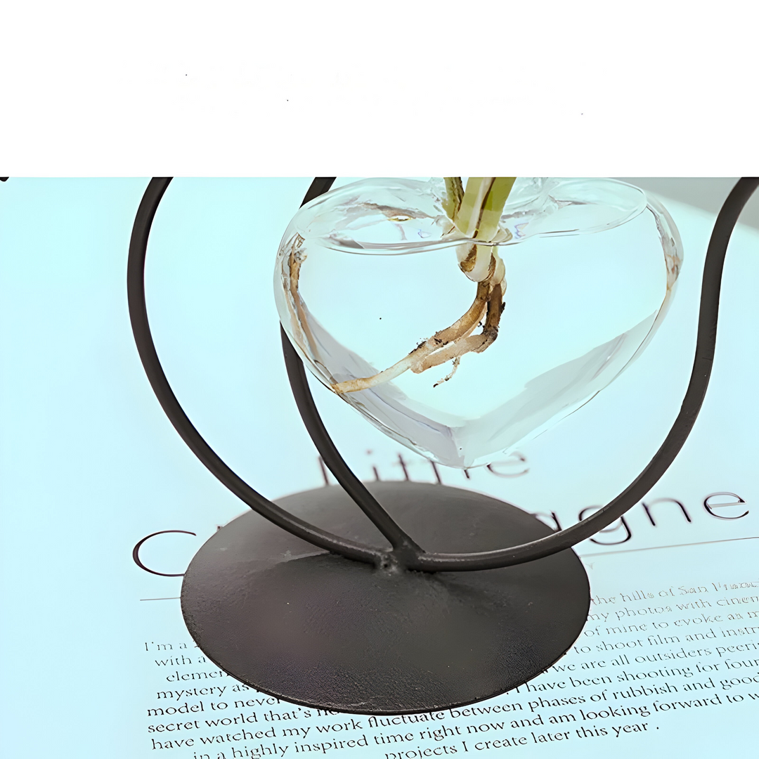 AquaPurr Vase - Hydroponic Glass Heart Vase with Cat-Shaped Holder | Bowlift