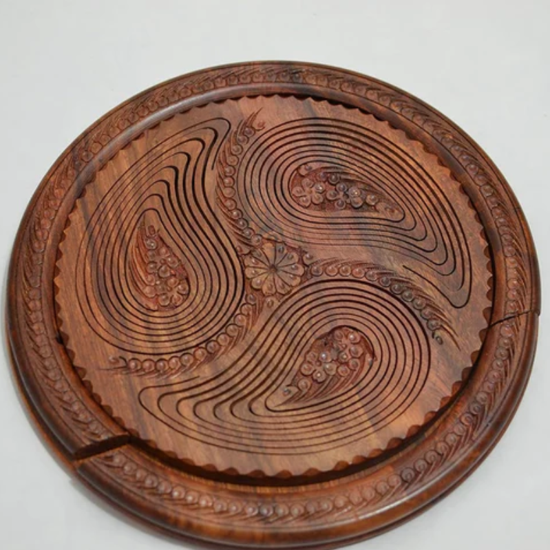BowLift | Wooden Fruit Plate | Hand-Carved Serving Tray | Rustic Artisan Design | Sustainable Wood