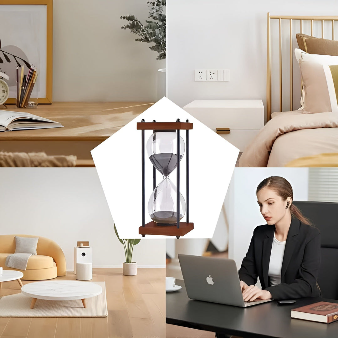 Free 60-minute hourglass – Creative Decorative Retro Design in Bowliftack | Metal Frame with Scratch-Resistant Base | Bowlift