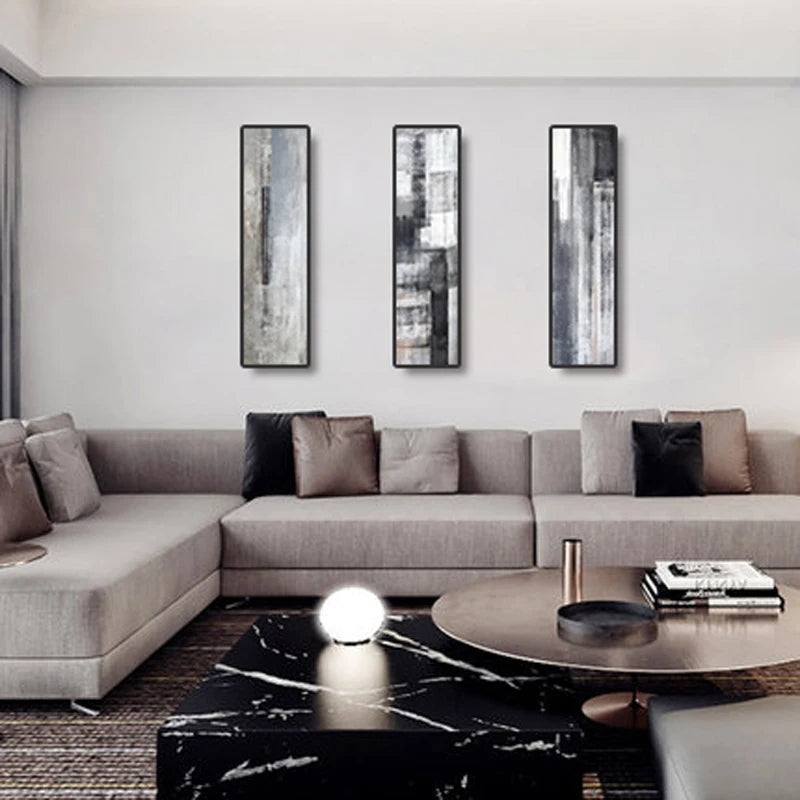 Urban Gray Abstract Wall Art Fine Art Canvas Prints Vertical Horizontal Format Pictures For Modern Living Room Bedroom Home Office Decor | Bowlift