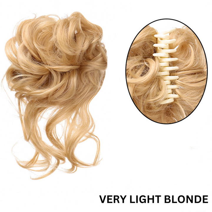 Messy Bun Hair Wavy Curly with Claw Clip Super Natural Look Bowlift