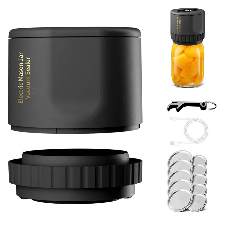 BowLift | Cordless Mason Jar Vacuum Sealer Kit – Wide Mouth Food Preservation System with Airtight Electric Seal