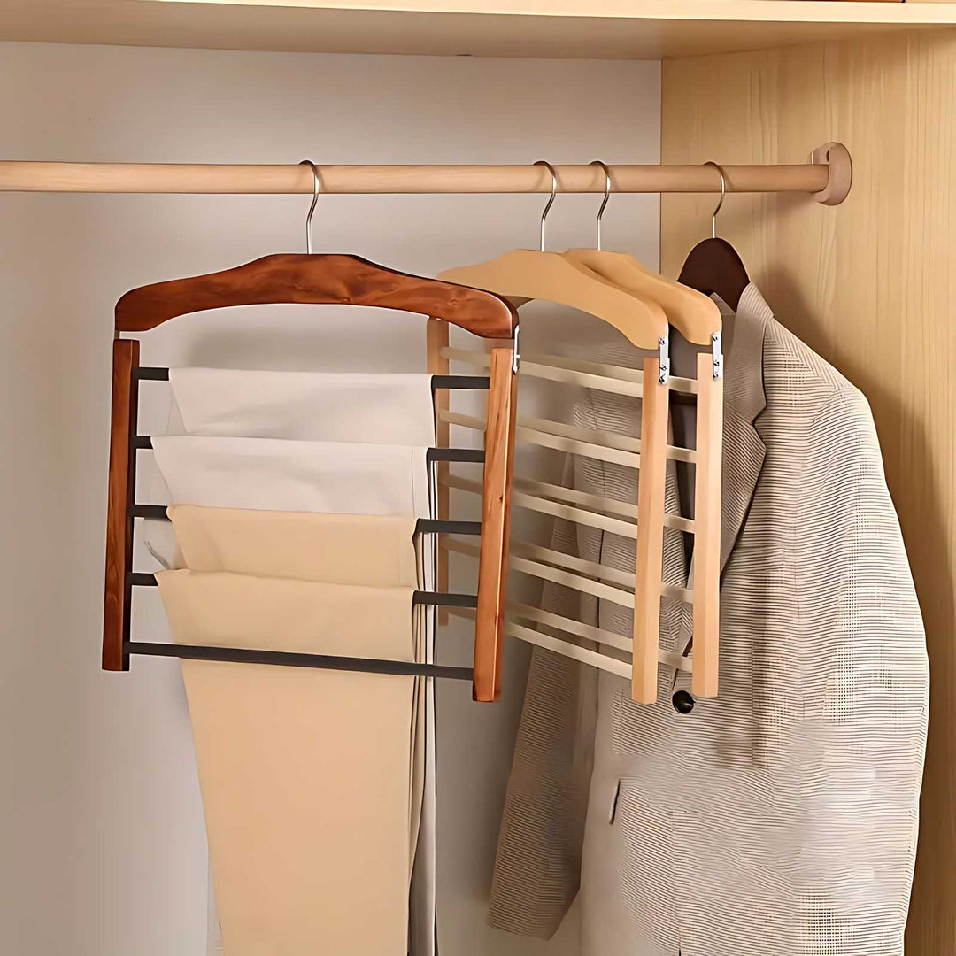 BowLift | Varden Multi-Tier Wardrobe Hanger – Space-Saving Wooden & Metal Clothes Organizer