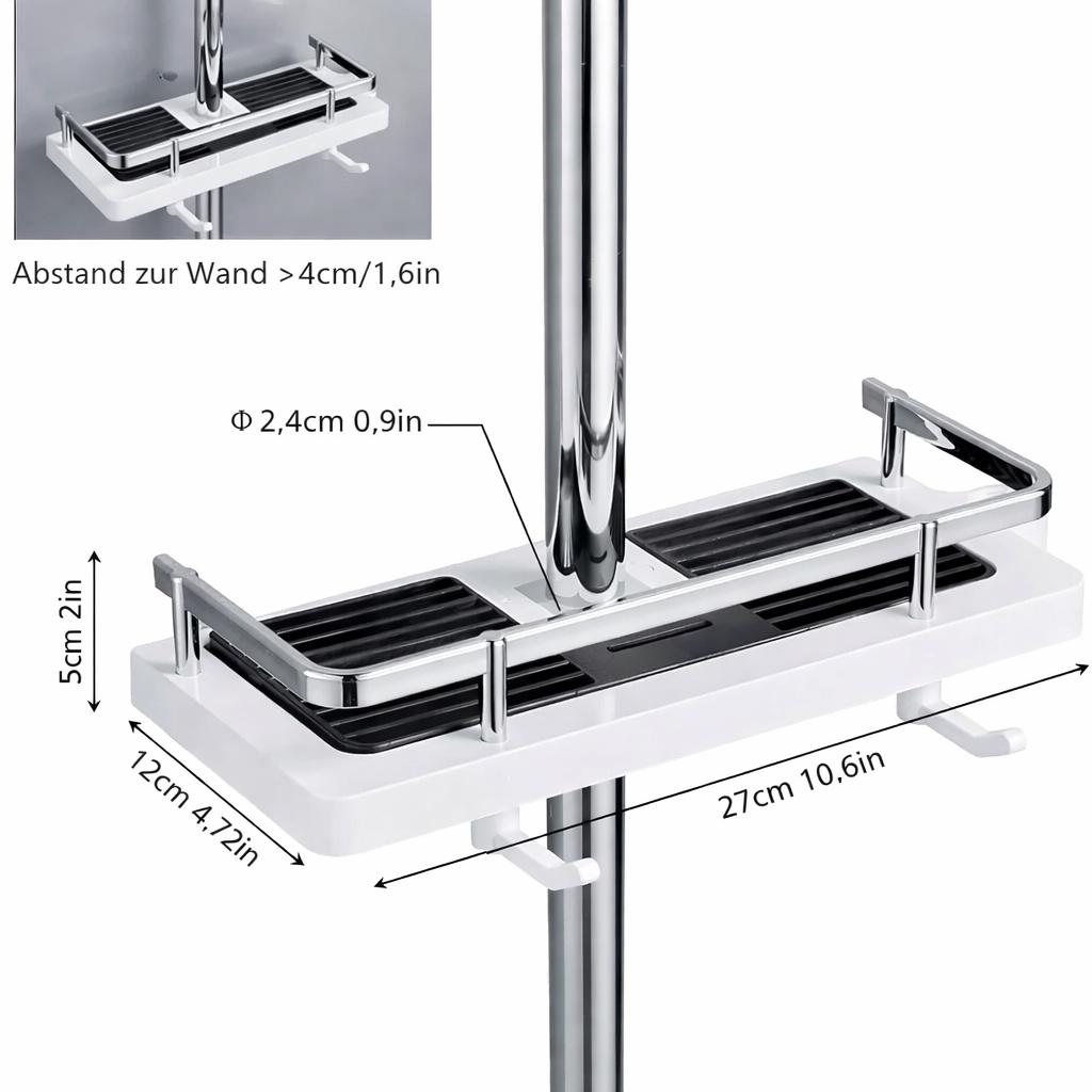 AquaShelf Adjustable Shower Shelf without Drilling for Bathroom | Bowlift