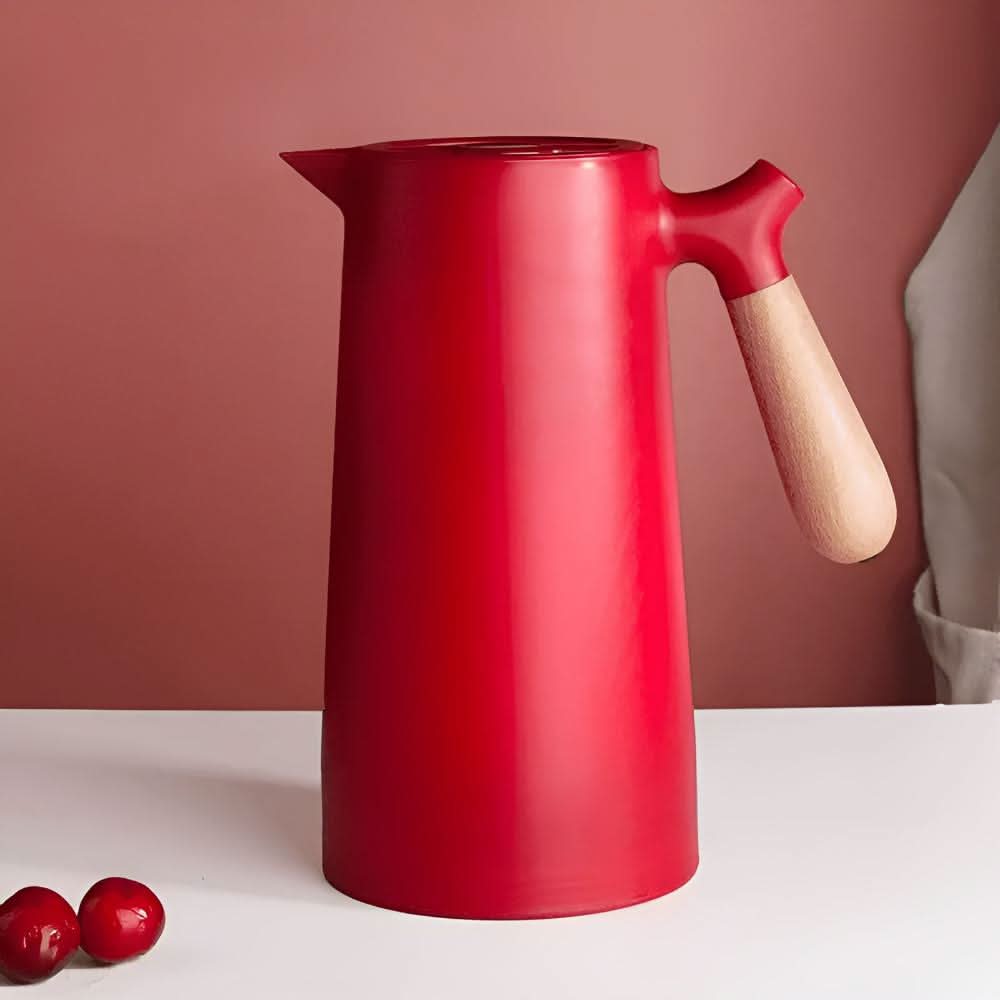 BowLift | Elegant double-walled glass carafe with wooden handle for hot and cold drinks