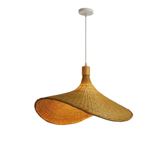 Natural Bamboo Pendant Light for Dining Room, Handcrafted Hanging Lamp in Boho Style | Bowlift