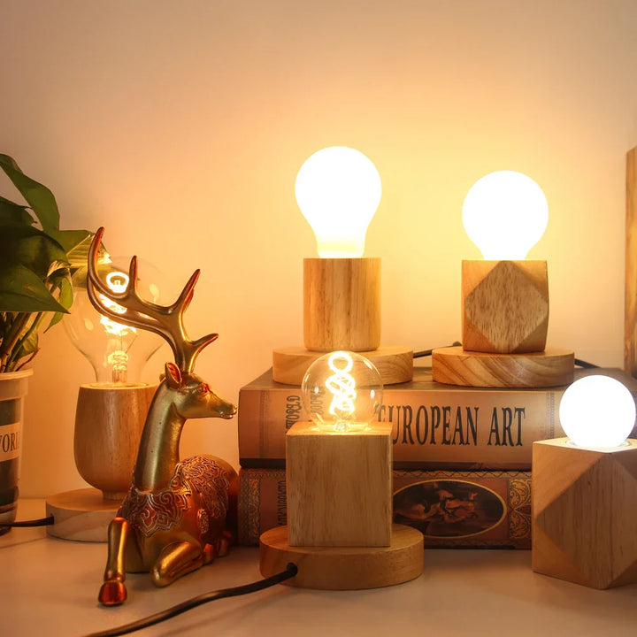 Retro Wooden Table Lamp with Light Ball – Decorative Lighting for Home | Bowlift