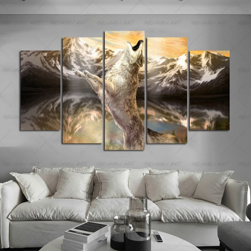 5 Panels "Colorful Animal Print"-Wall Art Modular Pictures Posters | Bowlift