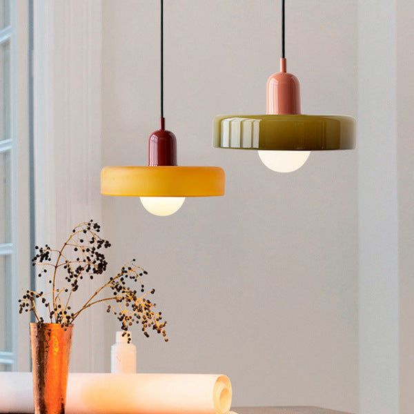 BowLift | Coloured Glass Pendant Light – Elegant Bauhaus-Style Hanging Lamp for Living Room & Dining Area