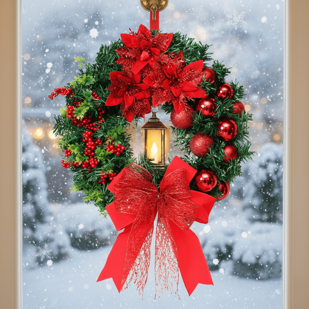 BowLift | Wreath with Lantern and Ornaments for Radiant Christmas Charm