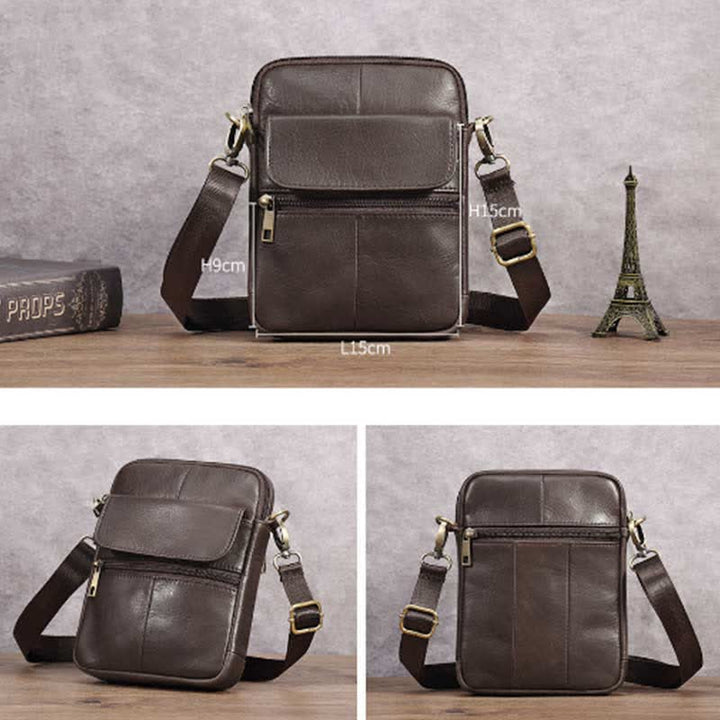 BowLift | Men’s Small Genuine Leather Shoulder Bag – Compact Crossbody with Adjustable Strap