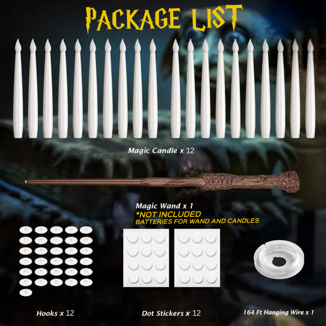 BowLift | Floating LED Candles with Remote Wand | Flameless Hanging Lights | 12-Pack with Hooks & Batteries
