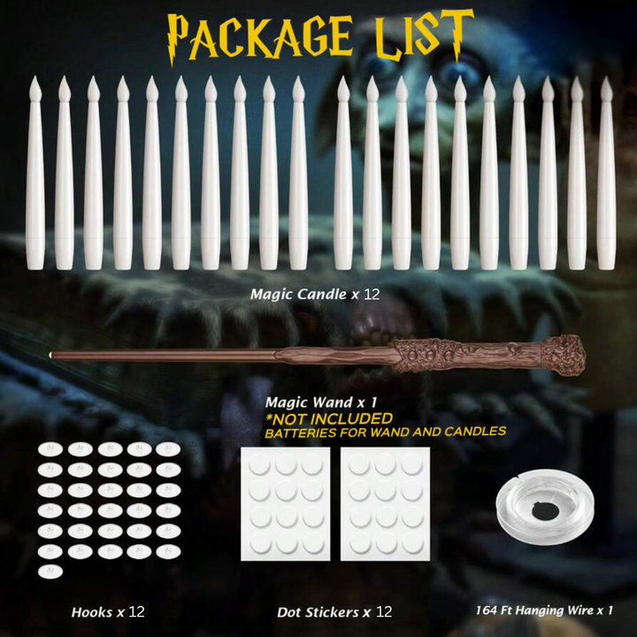 BowLift | Floating LED Candles with Remote Wand | Flameless Hanging Lights | 12-Pack with Hooks & Batteries