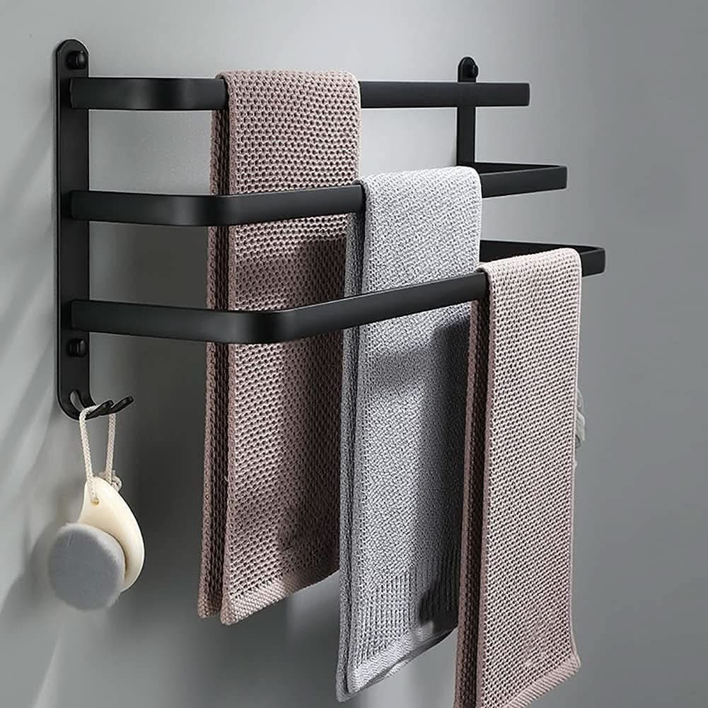 BowLift | Wall-mounted bathroom shelf made of aluminum for towels & accessories
