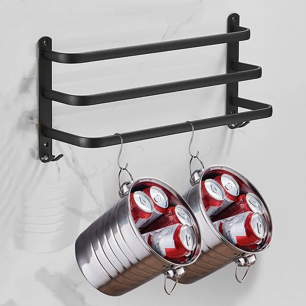 BowLift | Wall-mounted bathroom shelf made of aluminum for towels & accessories