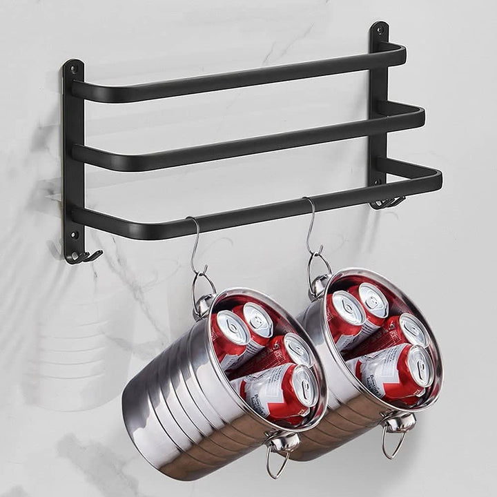 BowLift | Wall-mounted bathroom shelf made of aluminum for towels & accessories