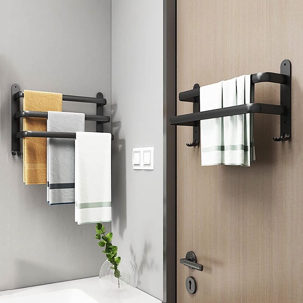 BowLift | Wall-mounted bathroom shelf made of aluminum for towels & accessories