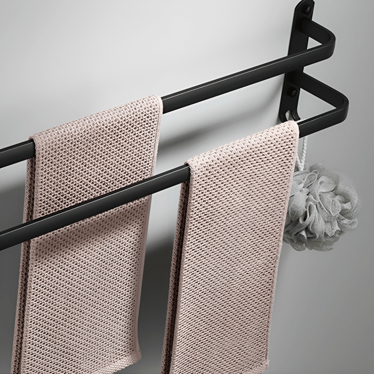 BowLift | Wall-mounted bathroom shelf made of aluminum for towels & accessories