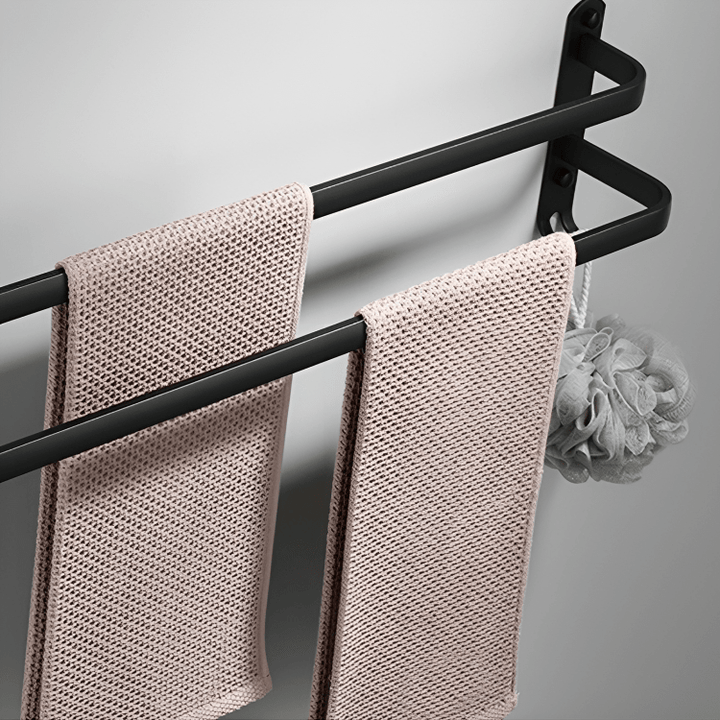 BowLift | Wall-mounted bathroom shelf made of aluminum for towels & accessories