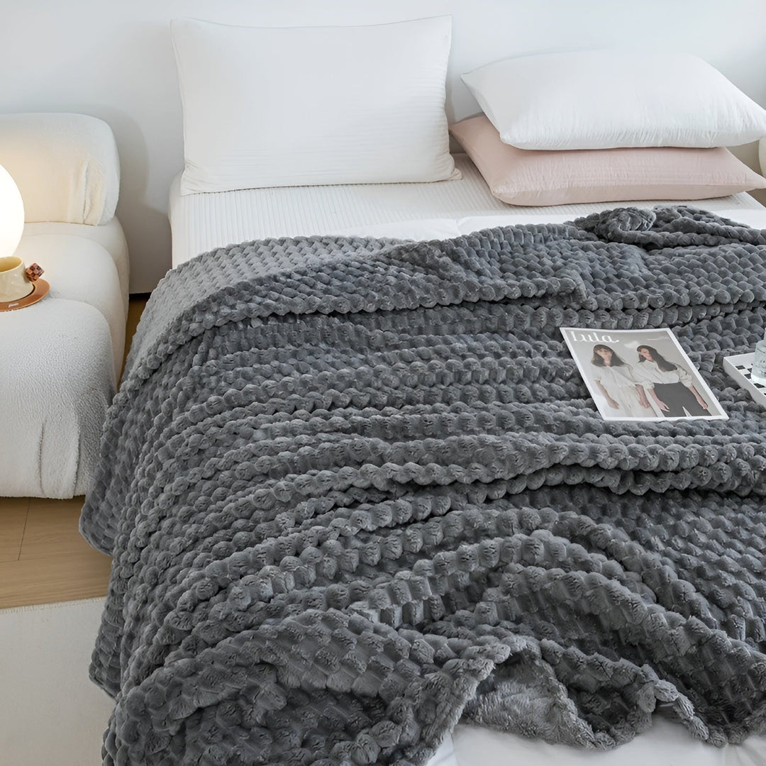 BowLift | Cozy Blanket Nordhavn | Super Soft & Heat Insulating | Easy Care | Microfiber Gray