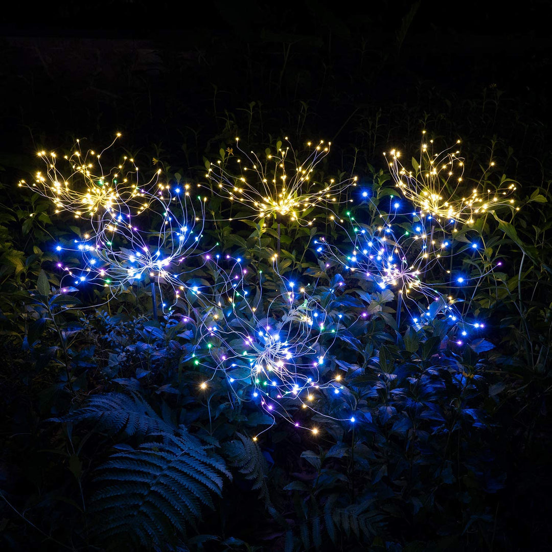 4 Pieces Solar Firework Garden Lights - Weatherproof LED Decorative Lighting, Solar Power for Garden and Patio | Bowlift