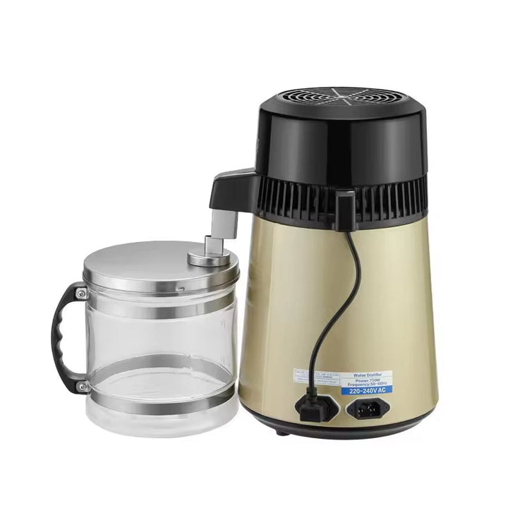 BowLift | 4L Distilled Water Machine 750W Stainless Steel Silver Pure Dew Machine Glass Pot Stainless Steel Household Distilled Water Manufacturing Machine