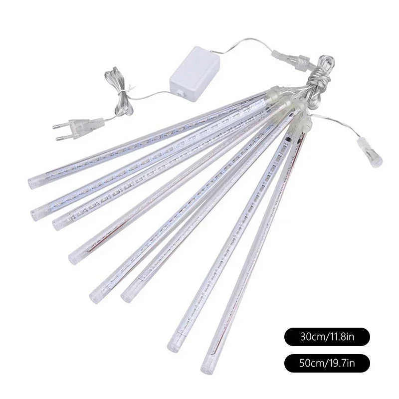 BowLift | Luminex Meteorenregen LED Lichtslingers – Waterdichte Buitenverlichting met 8 Buisjes, 30/50 cm, Multicolor voor Feest & Tuin