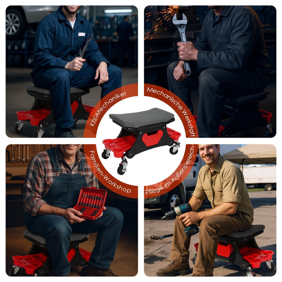 Workshop stool roll stool with storage box | Bowlift