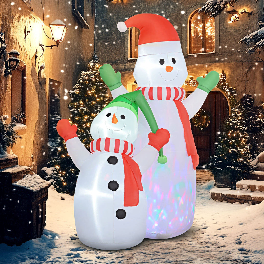 BowLift | SnowGlow Inflatable Snow Family – 240 cm Christmas Decoration with LED Lighting and Fan