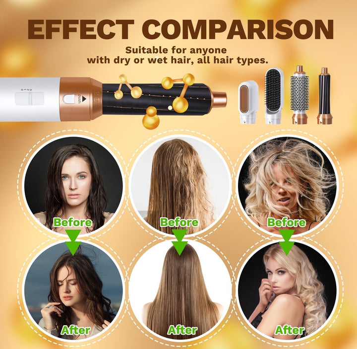 BowLift | 5-in-1 Hair Styler | Auto Curler, Blow Dryer & Flat Brush for All Hair Types at Home