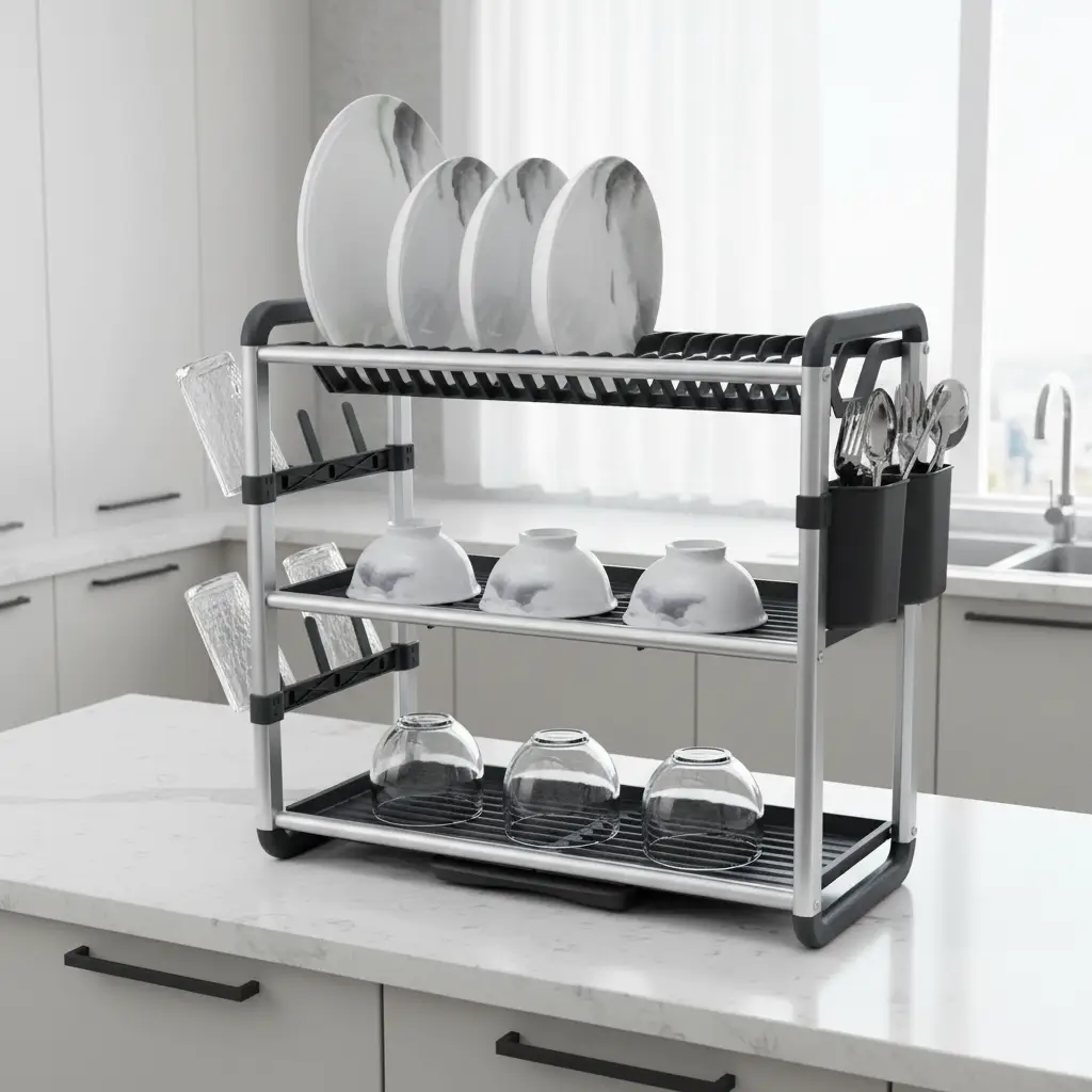 3-tier dish dryer made of aluminum | Bowlift