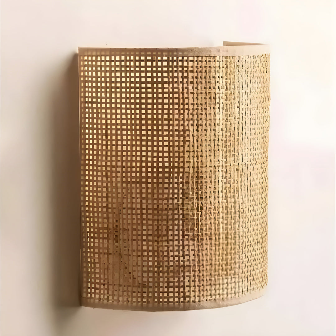 Contemporary Rattan Woven Wall Lamp - WeaveGlow | Bowlift
