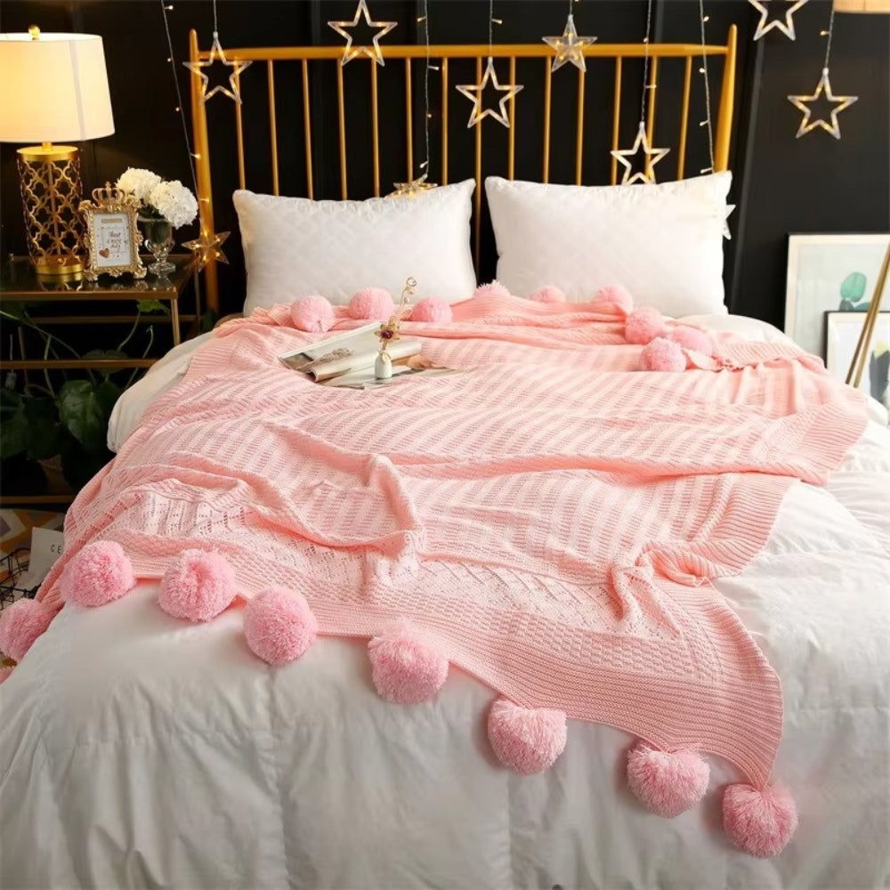 BowLift | Whimsy Fluffy Pom-Pom Macaron Blanket