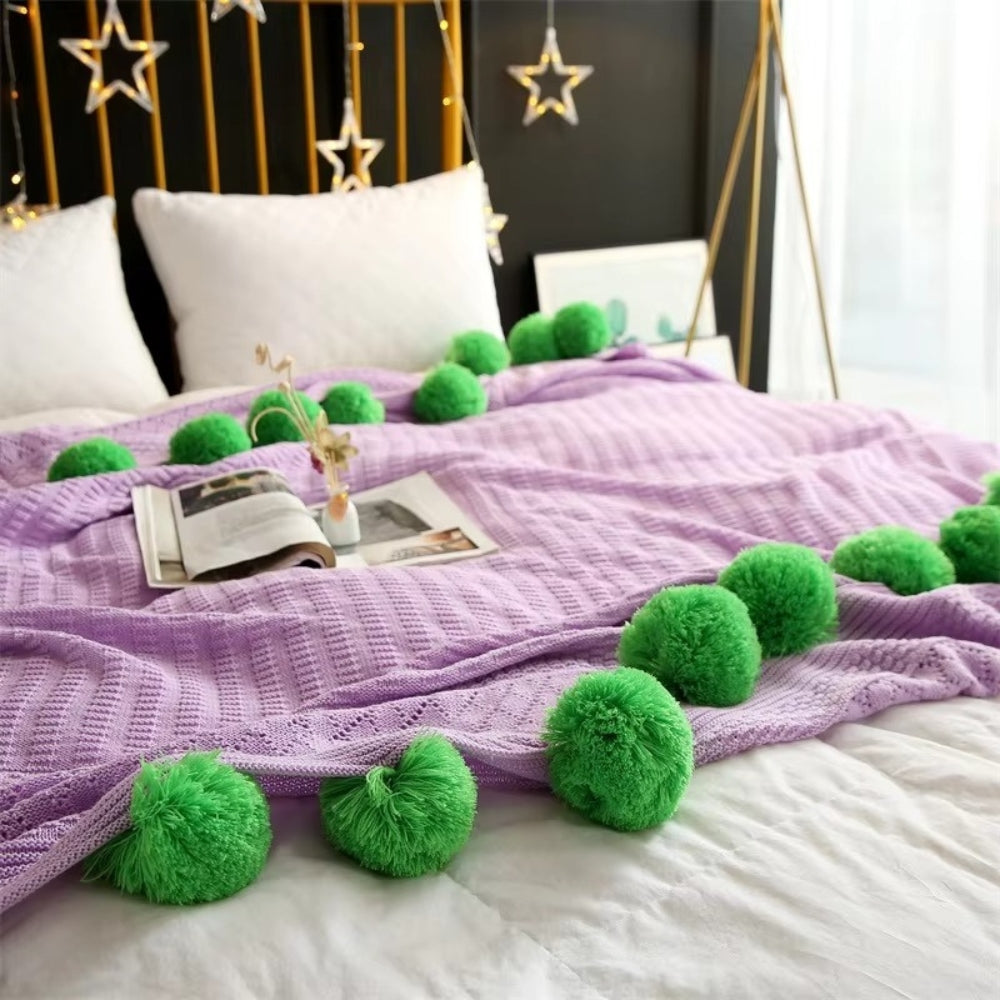 BowLift | Whimsy Fluffy Pom-Pom Macaron Blanket