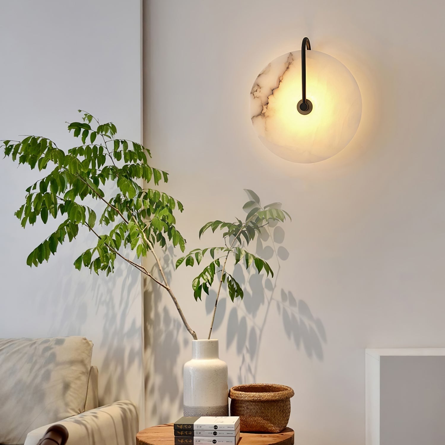 BowLift | White Alabaster Wall Lamp