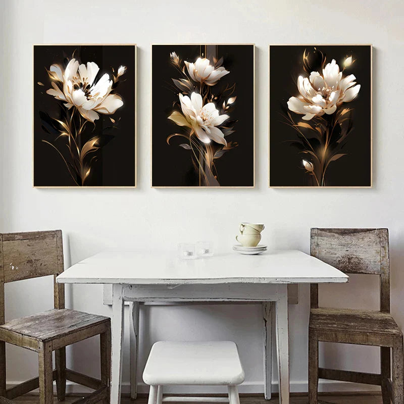White Petal Flowers Wall Art Fine Art Canvas Prints Modern Botany Floral Pictures For Living Room Bedroom Hotel Room Art Decor | Bowlift
