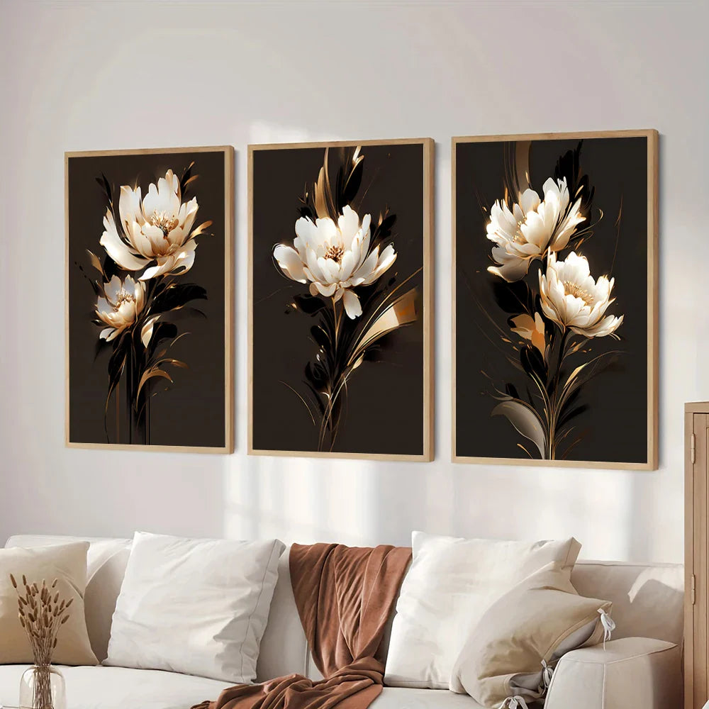 White Petal Flowers Wall Art Fine Art Canvas Prints Modern Botany Floral Pictures For Living Room Bedroom Hotel Room Art Decor | Bowlift