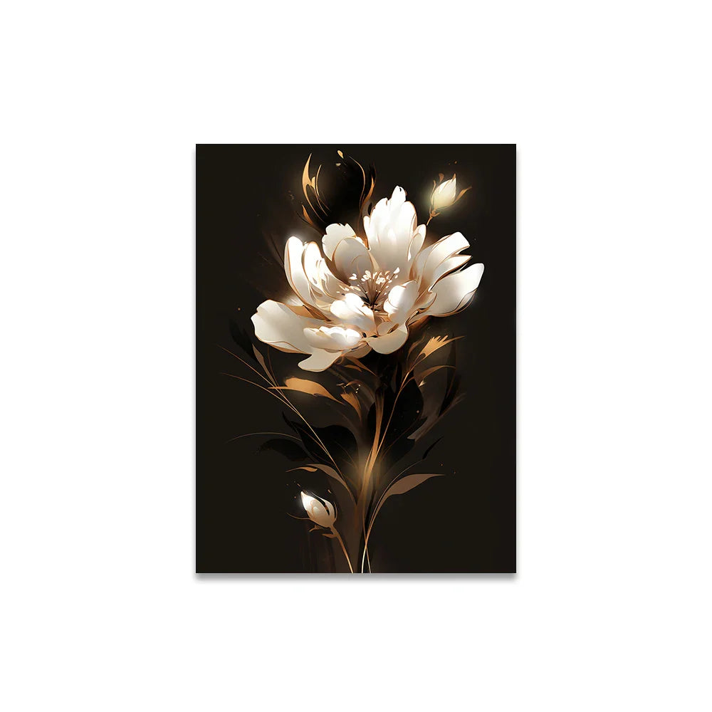 White Petal Flowers Wall Art Fine Art Canvas Prints Modern Botany Floral Pictures For Living Room Bedroom Hotel Room Art Decor | Bowlift