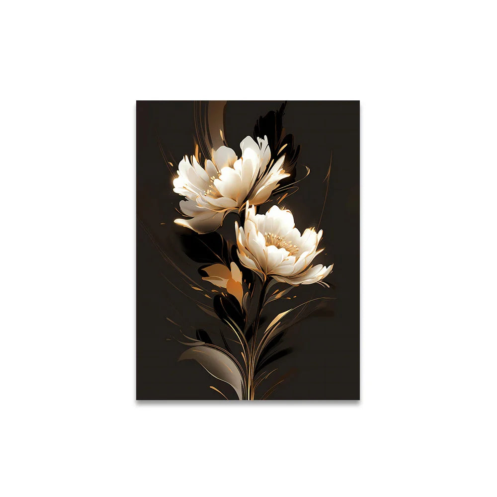 White Petal Flowers Wall Art Fine Art Canvas Prints Modern Botany Floral Pictures For Living Room Bedroom Hotel Room Art Decor | Bowlift