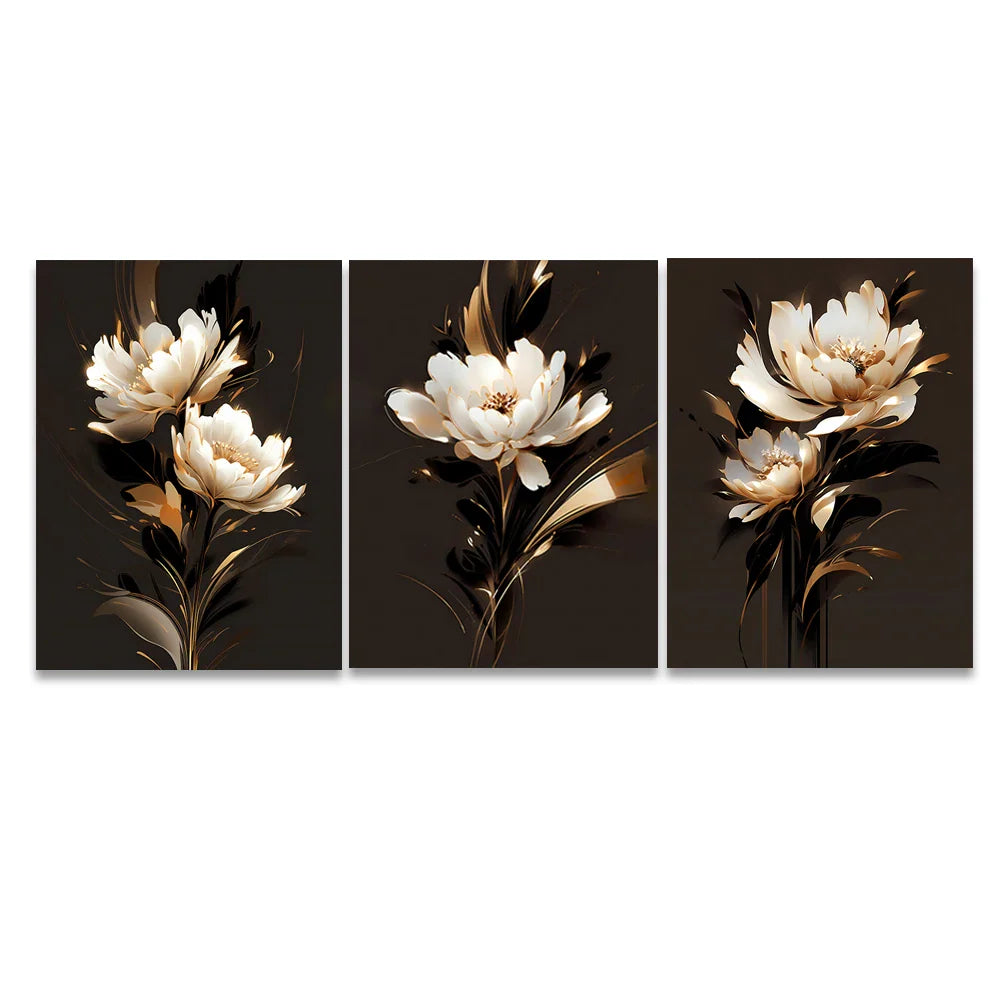 White Petal Flowers Wall Art Fine Art Canvas Prints Modern Botany Floral Pictures For Living Room Bedroom Hotel Room Art Decor | Bowlift