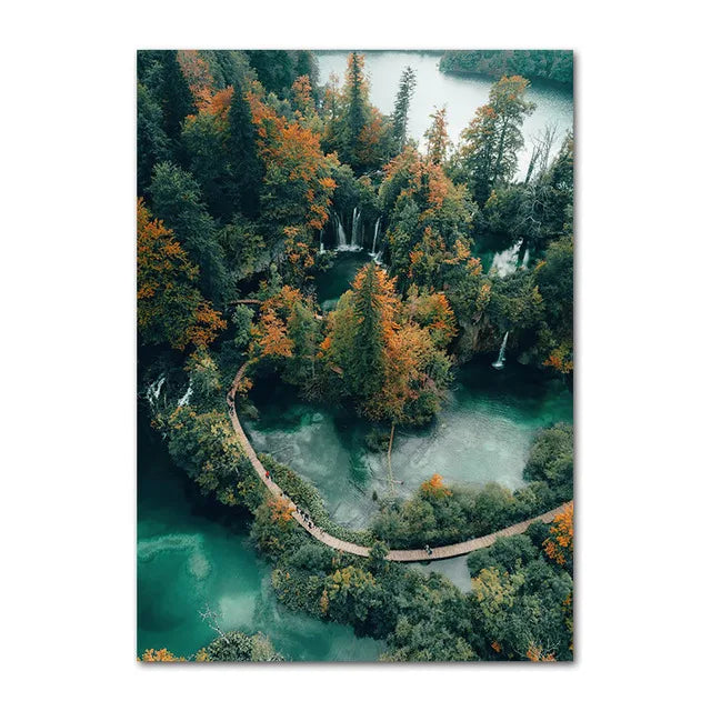 Wilderness Landscape Mountain Lake Forest Wall Art Fine Art Canvas Prints Pictures Of Calm For Living Room Dining Room Art Decor | Bowlift