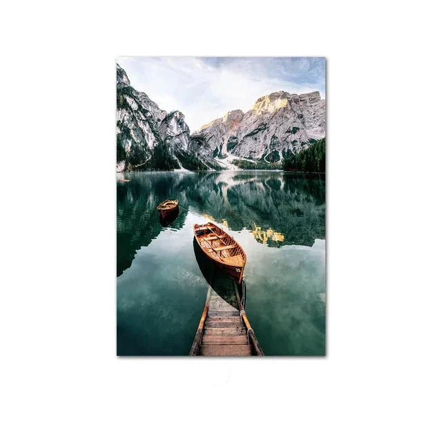 Wilderness Landscape Mountain Lake Forest Wall Art Fine Art Canvas Prints Pictures Of Calm For Living Room Dining Room Art Decor | Bowlift